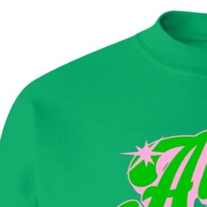 Sudadera Verde de Cuello Redondo con Estampado Gráfico, Manga Larga, Puños y Dobladillo Acanalados, Ropa Casual Cómoda para el Día a Día - Product Image 4