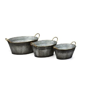 Macetero Redondo de Metal Galvanizado Rústico de Alta Venta, Macetero para Flores con Tamaño, Forma y Color Personalizados, Artículos de Jardín - Product Image 4