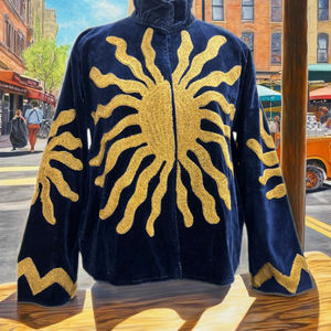 Veste en coton biologique matelassée brodée de fleurs bohèmes Suzani pour femmes, durable, respirante, pliable, écologique, pour toutes les saisons, idéale pour les voyages - Product Image 4