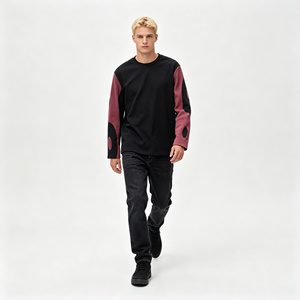 Vintage 90s Gothic Yin Yang Waffle Long Sleeve Top Contrast Raglan Sleeve Oversized Thermal Tee <b>Y2K</b> Streetwear Casual <b>Shirts</b> - Product Image 2