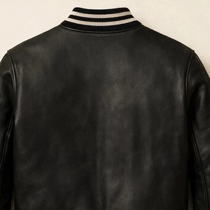Veste varsity en cuir personnalisée pour homme, veste bomber en cuir noir pour homme, veste de motard dans un nouveau design - Product Image 4