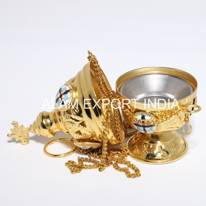 Shiny Gold Finished Pure Brass Hanging Incense <b>Burner</b> With Chain Best Selling Home Fragrance Aromatherapy Diffuser <b>Oil</b> <b>Burner</b> - Product Image 5
