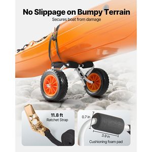 Chariot de kayak pliable avec pneus en caoutchouc massif de 10 pouces, capacité de charge de 200 livres, 1 sangle à cliquet pour kayaks, canoës, bateaux à fond plat, tapis flottants - Product Image 4