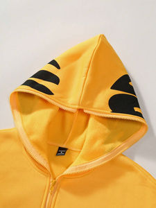 Relaxed fit zip hoodie full face cotton fleece oversized zip <b>up</b> hoodie unisex streetwear - Product Image 4
