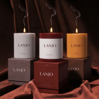 Bougie aromatique en verre à la cire de soja artisanale LANJO, parfumée, avec boîte cadeau personnalisée pour la décoration de la maison, cadeau votif pour les anniversaires et les fêtes