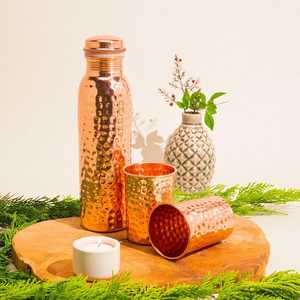 Pure Hammered <b>Copper</b> Water Bottle Handmade Leak Proof Ayurvedic Detox Bottle <b>Gift</b> <b>for</b> <b>Her</b> & Him Wellness Flask Copperflask - Product Image 4