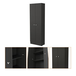 Buxton 2-Door <b>Tall</b> Storage Cabinet Rectangle <b>Shelving</b> Unit in Black Wengue - Product Image 3
