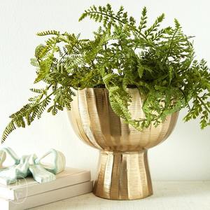 Pot de fleurs en laiton finition or pour la décoration intérieure et extérieure, avec une forme ronde classique et une base robuste - Product Image 1