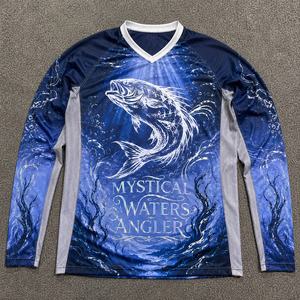 Camiseta de Pesca Personalizada OEM para Hombre, Talla Grande, Manga Larga, UPF 50+, Secado Rápido, Antibacteriana, Transpirable, Malla de Poliéster Sublimada - Product Image 1