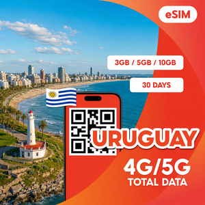 อุรุกวัย eSIM 3GB 5GB 10GB สำหรับ 30 วัน – อินเทอร์เน็ตสำหรับการเดินทาง 4G/5G, การเปิดใช้งานคิวอาร์โค้ดทันทีและการส่งอีเมลที่รวดเร็ว - Product Image 1
