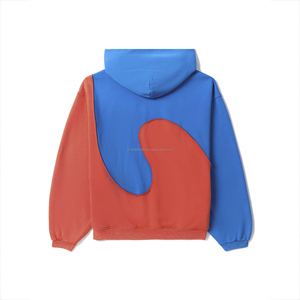 Sudadera con Capucha de Alta Calidad, Estilo Color Block con Parches en Contraste, Fabricada en Fábrica de Ropa, Felpa de Algodón Grueso de 600 g/m² - Product Image 6