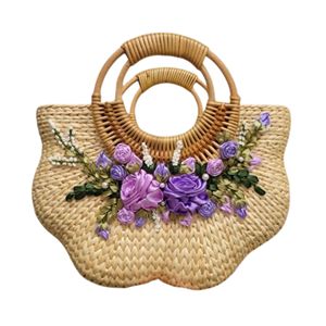 Bolso de Mano Tejido a Mano con Hierba Marina Natural para Mujer, Bolso de Playa Ecológico de Verano con Forro de Algodón y Asas de Cuero - Product Image 6