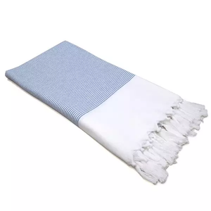 Striped Turkish Cotton Beach <b>Towel</b> Rectangular Quick-Dry White and <b>Blue</b> Woven <b>Towel</b> - Product Image 1