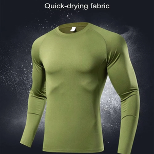Light <b>Weight</b> Regular Fit Men Compression Shirts Workout Solid Color High Quality Long Sleeve Men's Slim Fit Compression T Shirt - Product Image 2
