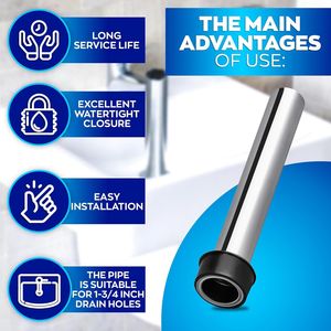 Siphon de vidange en métal pour évier, tube de vidange pour salle de bain et cuisine, bouchon anti-débordement pour évacuation d'évier - Product Image 1