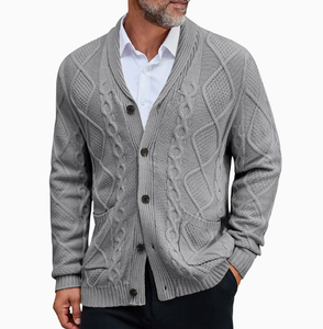<b>Men</b>’s Soft Acrylic <b>Cardigan</b> Sweater Warm Knitted Long Sleeve Button Down Casual Top with Classic Style <b>for</b> Autumn and Winter - Product Image 6