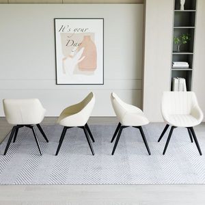 Set di 4 Sedie da Cucina Moderne in Stile Medievale, in PU con Gambe in Metallo Nero Decorative per Uso Domestico - Product Image 5