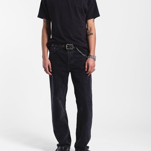Jean en denim délavé vintage pour homme 2026, taille mi-haute, coupe droite ample, hiver, couleur unie, style Hip Hop, streetwear décontracté, fournisseur OEM ODM - Product Image 2