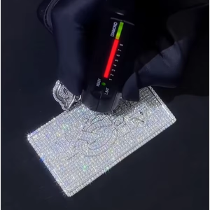 จี้ห้อยคอรูปทรงสี่เหลี่ยมผืนผ้าประดับเพชรโมอิสซาไนต์ VVS เต็มเม็ด ชุบทองคำขาว เงินแท้ 925  แบบสั่งทำพิเศษ ได้รับการรับรองจาก GRA สำหรับเครื่องประดับฮิปฮอป - Product Image 1