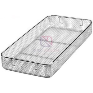Reusable Stainless Steel Sterilization Mesh Tray 10x9.5x4 | OEM Custom Wire Mesh <b>Box</b> <b>Drop</b> Handle Manual Medical Surgical Use - Product Image 2