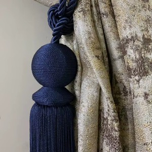 <b>Curtain</b> Tie Backs: Natural Rope & Cotton Tassel Tiebacks - Product Image 1