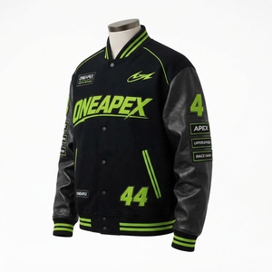 Men's Black Green <b>Racing</b> <b>Jacket</b> Motorsport Letterman Bomber <b>Jacket</b> Embroidered Streetwear Wholesale Apparel - Product Image 2