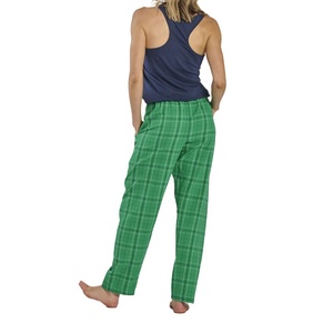 Women's Stylish Green Day Plaid <b>Flannel</b> <b>Pajama</b> Pants Fashionable Breathable Silk Cotton Drawstring Soft Elastic Waist Summer - Product Image 4