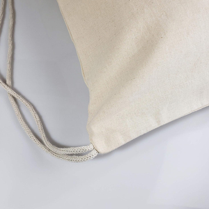 Plain Dyed Cotton <b>Drawstring</b> <b>Backpack</b> With Zipper Pocket Portable Woven Sport Bag Best Price Wholesale OEM Supplies - Product Image 3