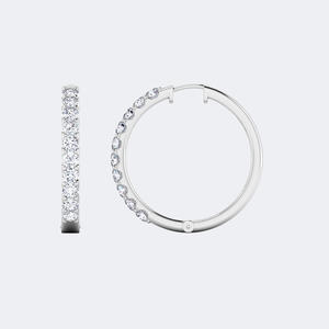 Pendientes de aro Eternity con engaste de puntas compartidas y corte redondo de 2.95 quilates - Product Image 2