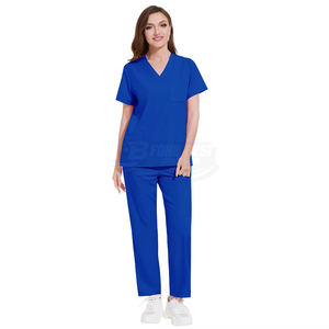 Women <b>Scrub</b> <b>Tops</b> Short Sleeve V Neck White Cotton Polyester Hospital Uniforms with Stethoscope and Clipboard - Product Image 5