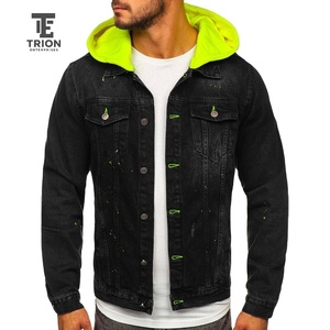 Men's Custom Men's Retro Winter <b>Hooded</b> Denim <b>Jacket</b> Waterproof Hip Hop Style Street Casual Outerwear with <b>Fur</b> Decoration - Product Image 1