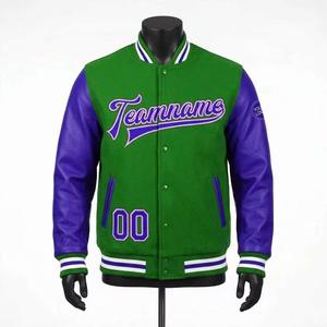 Wholesale Custom Logo Spring <b>Men's</b> Unisex Casual <b>Baseball</b> Varsity <b>Jacket</b> with Letter Pattern Cotton - Product Image 1