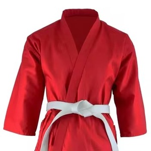 Karate Uniform 100% Cotton Adult Unisex Durable Regular Fit Plain Dyed In-Stock White <b>Red</b> Black <b>Belt</b> - Product Image 6
