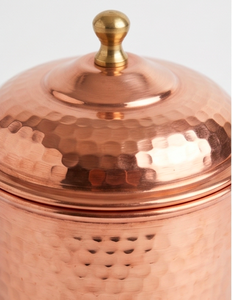Ensemble de 3 pots à épices en cuivre faits à la main avec couvercles, design rond classique, pour le rangement en cuisine et la présentation à table - Product Image 2