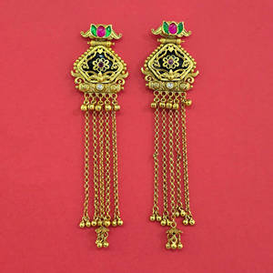 Pendientes de araña étnicos chapados en oro con piedras de circonita y diseño floral para mujer, joyería de boda - Product Image 3