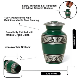Engraved 4 Shades of Green Painted Hand Crafted Mini Cremation Funeral <b>Urns</b> Set of 4 <b>for</b> <b>Human</b> <b>Ash</b> and Funeral Supplies - Product Image 2