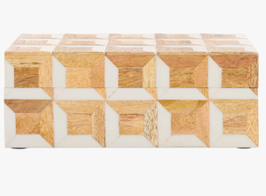 Caja de Madera con Incrustaciones de Hueso Hecha a Mano, Mosaico Geométrico Decorativo, Caja de Almacenamiento para Joyas y Decoración de Mesa de Centro - Product Image 4