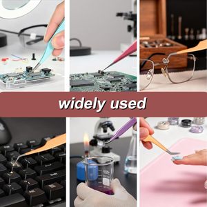 Juego de 5 Pinzas para Pestañas de Acero con Alto Contenido de Carbono, Pinzas de Alta Precisión Rectas y Curvas para Extensión de Pestañas, para Principiantes - Product Image 6