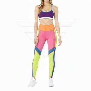 Ensemble de yoga pour femme avec blocs de couleur personnalisés, coussinets de poitrine amovibles, bretelles réglables, tenue de sport, fitness, course à pied, vêtements de sport, yoga - Product Image 2