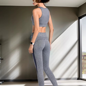 Sujetador Deportivo Gris para Mujer, de Alta Sujeción, para Entrenamiento y Fitness, Diseño Transpirable de Punto, Estilo Deportivo - Product Image 3