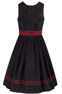 Vintage Floral Print A-Line Midi <b>Dress</b> With Bow Belt <b>Elastic</b> Waist Sleeveless Satin <b>Dress</b> For Holiday Celebration - Product Image 4