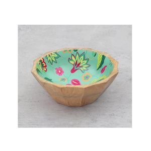 Bol décoratif en bois imprimé pour les collations, les fruits secs, la salade, bol de service multifonctionnel pour la cuisine, la table à manger, la décoration de la maison - Product Image 1