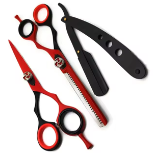 Kit de coiffure professionnel en acier inoxydable poli miroir avec ciseaux à effiler, ciseaux de coiffure et rasoir, avec peigne, en vente - Product Image 2