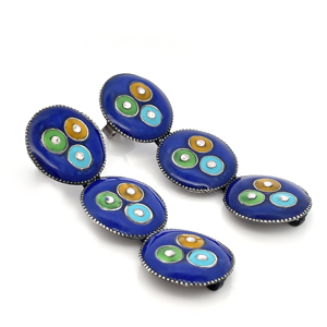 Pendientes de Aro con Triple Disco de Plata de Ley 925 con Esmalte Azul Multicolor, Modelo SKU7545, para Mujer, Regalo de Compromiso, Boda, Fiesta - Product Image 3
