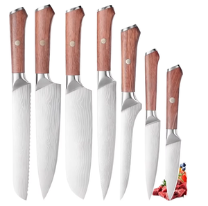 Ensemble de 7 couteaux en acier Damas, manche en bois, couteaux de cuisine tranchants, acier inoxydable, 96 couches, lame polie, ambidextre - Product Image 5