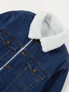 Men Denim Jacket Winter Casual Outwear Front Custom Logo OEM Service Streetwear Oversize Regular Fit Front <b>Button</b> Closure - Product Image 3