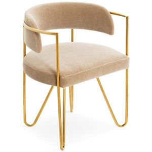 Modern Gold Plated Metal Frame Soft Cover Ottoman Pouf Chair with <b>Backrest</b> for Living Room & Hallway Decor - Product Image 2