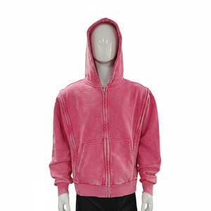 Sweat à capuche personnalisé délavé au soleil pour homme, 100 % coton, doublure polaire, coupe oversize, style streetwear vintage - Product Image 1