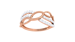 Anillo de Oro de Lujo para Mujer con Diseño de Hoja Entrelazada y Banda Cruzada con Diamantes - Product Image 5