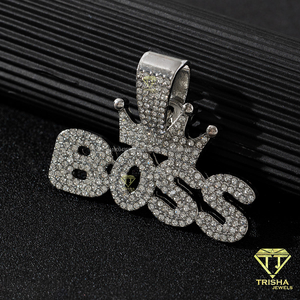 จี้เพชรโมอิสซาไนต์ทรงตัวอักษร BOSS สุดพิเศษ ทำจากเงินแท้ 925 สร้อยคอหรูหราสไตล์ฮิปฮอป ของขวัญสำหรับผู้ชายและผู้หญิง - Product Image 3